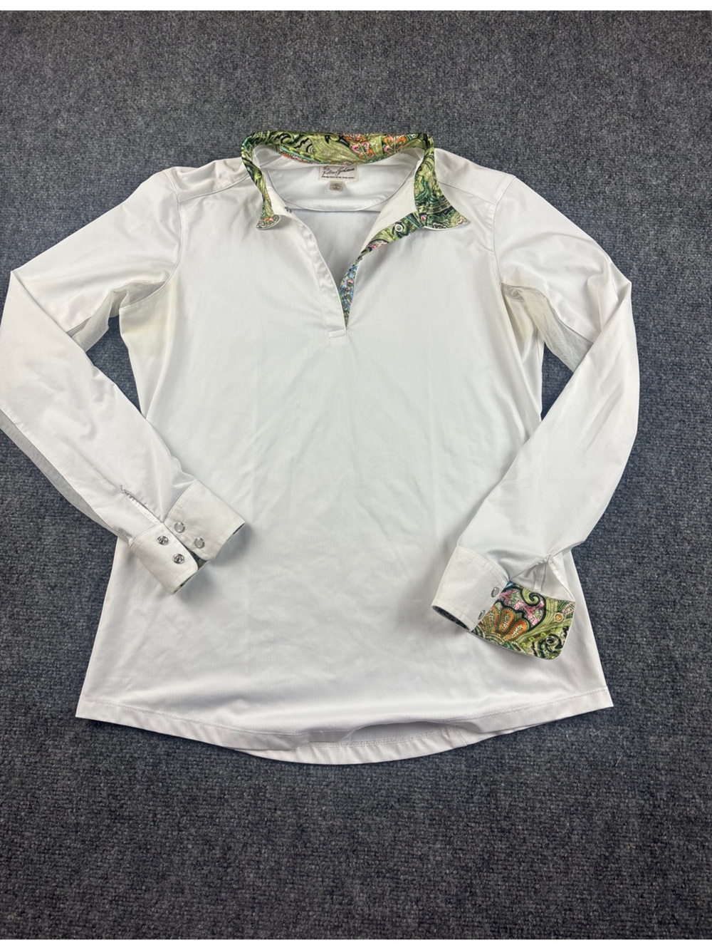 THE TAILORED SPORTSMAN Women’s Equestrian Show Shirt Long Sleeve Green Paisley L